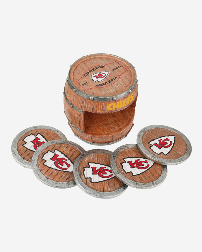 Kansas City Chiefs 5 Pack Barrel Coaster Set FOCO - FOCO.com