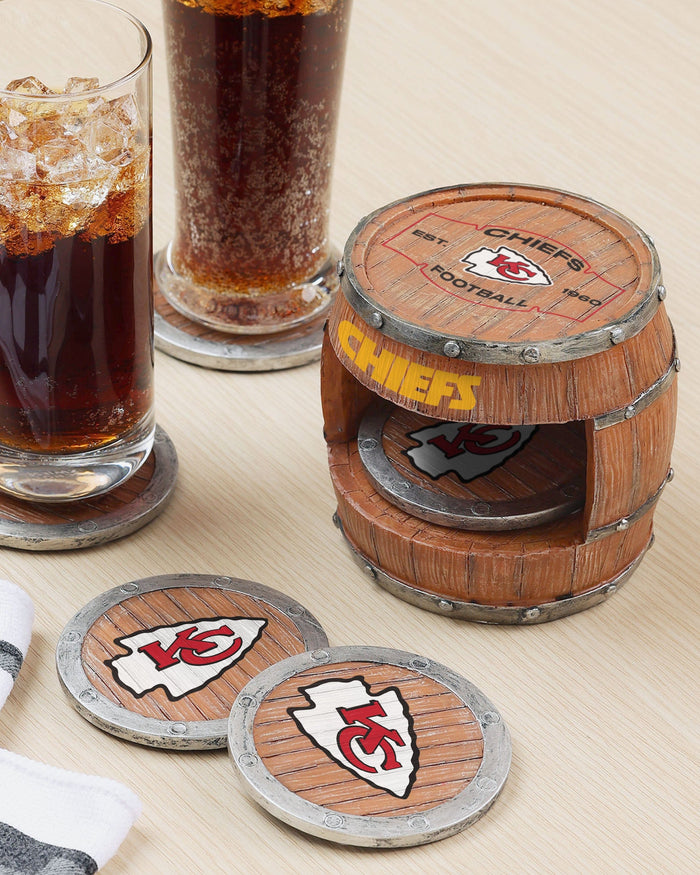 Kansas City Chiefs 5 Pack Barrel Coaster Set FOCO - FOCO.com