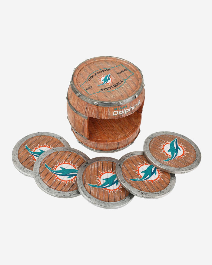 Miami Dolphins 5 Pack Barrel Coaster Set FOCO - FOCO.com