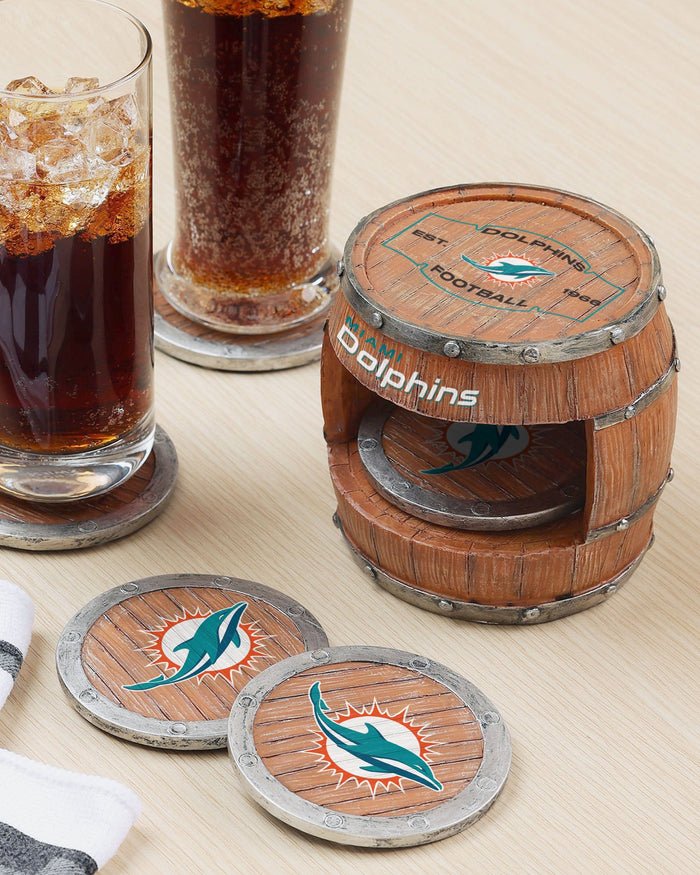 Miami Dolphins 5 Pack Barrel Coaster Set FOCO - FOCO.com