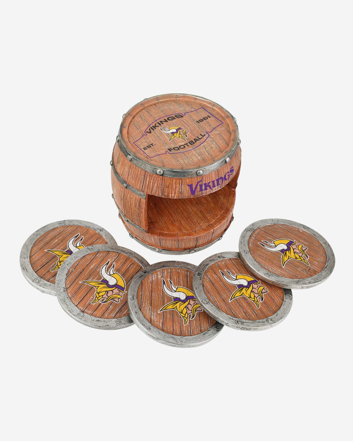 Minnesota Vikings 5 Pack Barrel Coaster Set FOCO - FOCO.com