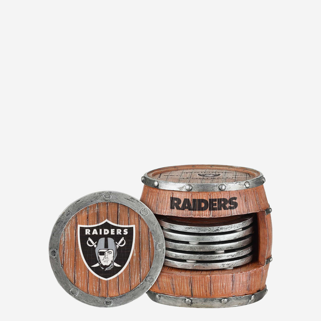 Las Vegas Raiders 5 Pack Barrel Coaster Set FOCO - FOCO.com