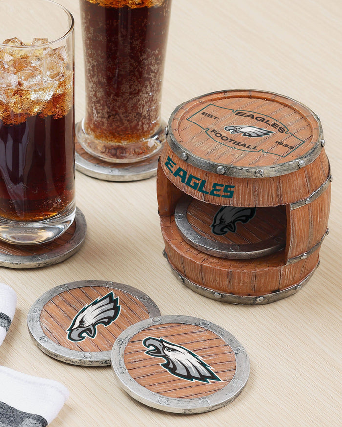 Philadelphia Eagles 5 Pack Barrel Coaster Set FOCO - FOCO.com