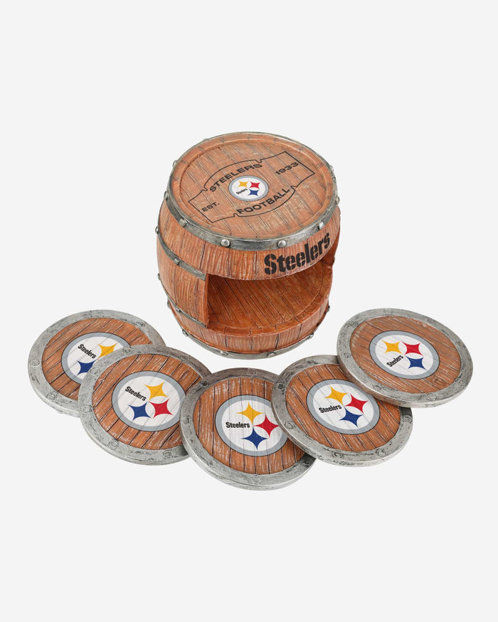 Pittsburgh Steelers 5 Pack Barrel Coaster Set FOCO - FOCO.com