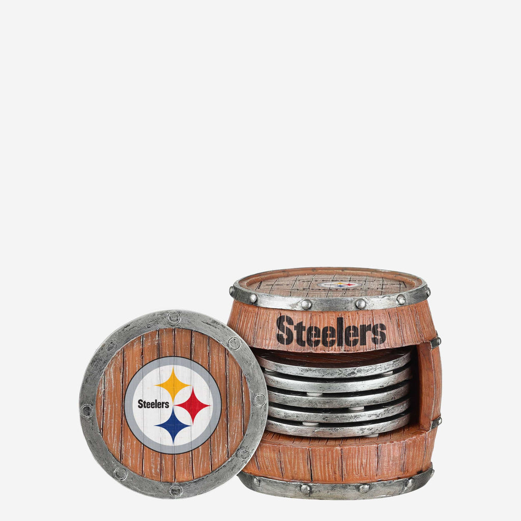 Pittsburgh Steelers 5 Pack Barrel Coaster Set FOCO - FOCO.com