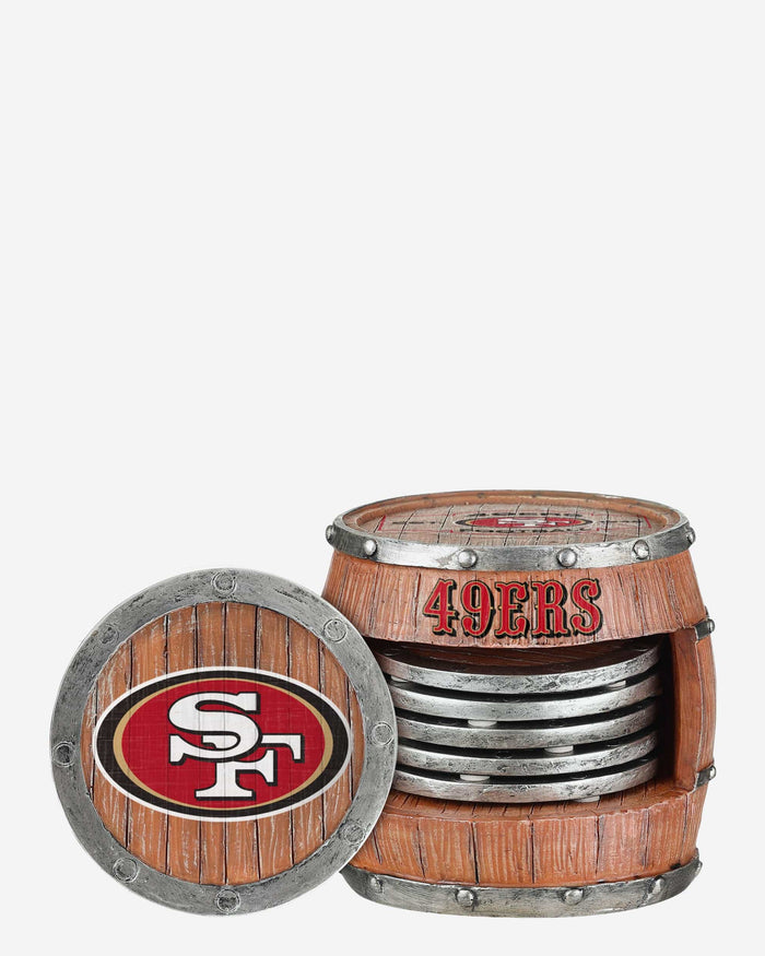 San Francisco 49ers 5 Pack Barrel Coaster Set FOCO - FOCO.com