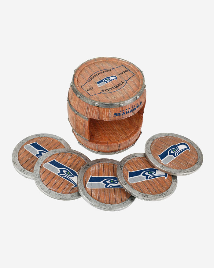 Seattle Seahawks 5 Pack Barrel Coaster Set FOCO - FOCO.com