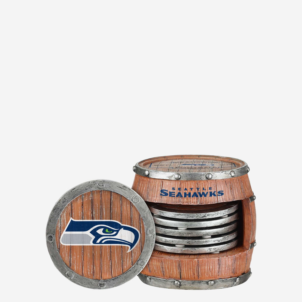 Seattle Seahawks 5 Pack Barrel Coaster Set FOCO - FOCO.com