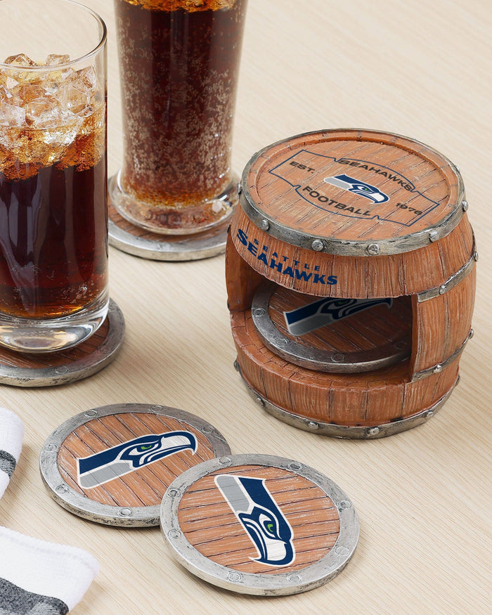 Seattle Seahawks 5 Pack Barrel Coaster Set FOCO - FOCO.com