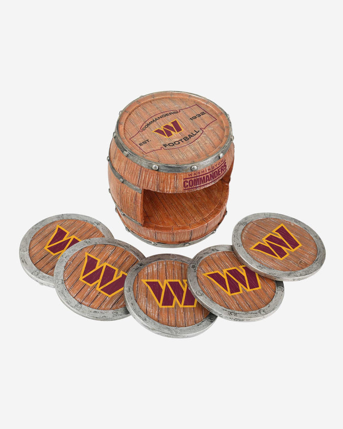 Washington Commanders 5 Pack Barrel Coaster Set FOCO - FOCO.com