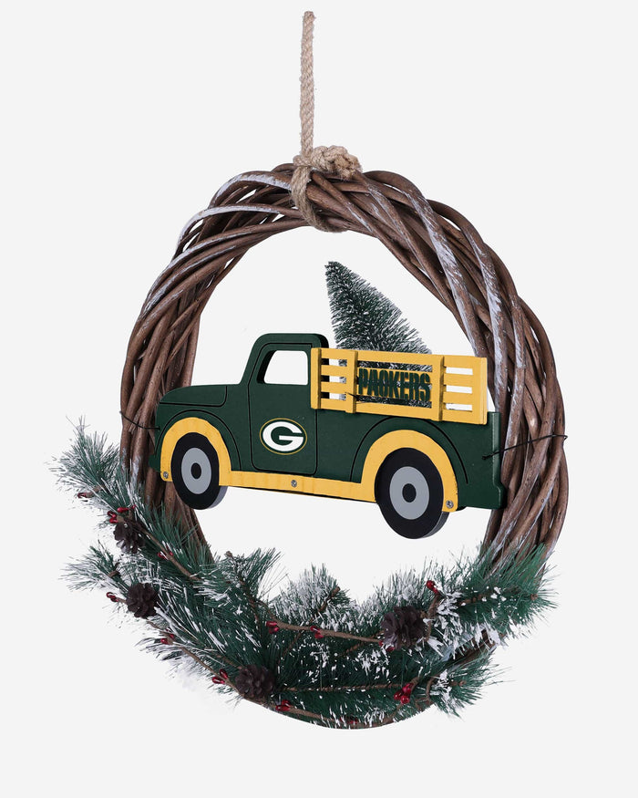 Green Bay Packers Wreath With Truck FOCO - FOCO.com