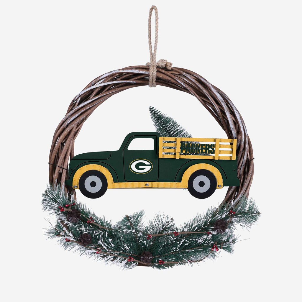 Green Bay Packers Wreath With Truck FOCO - FOCO.com