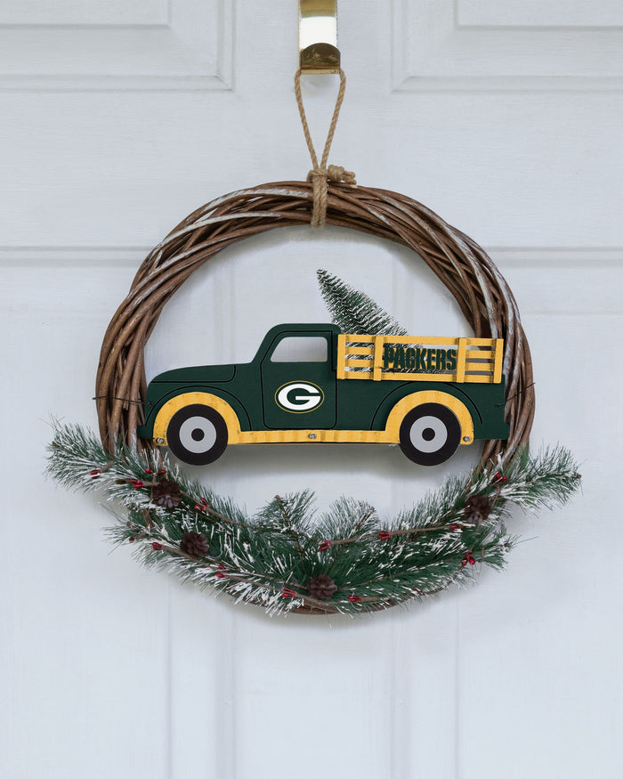 Green Bay Packers Wreath With Truck FOCO - FOCO.com