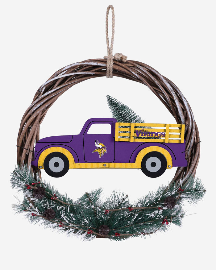 Minnesota Vikings Wreath With Truck FOCO - FOCO.com