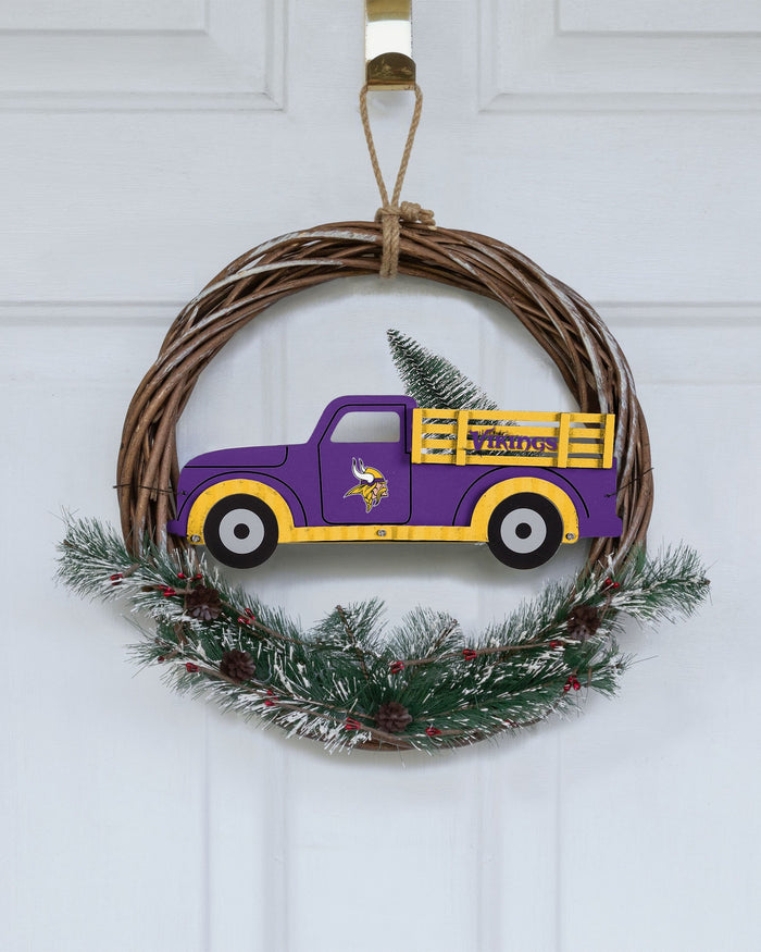 Minnesota Vikings Wreath With Truck FOCO - FOCO.com