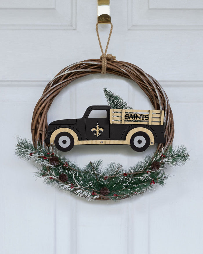 New Orleans Saints Wreath With Truck FOCO - FOCO.com