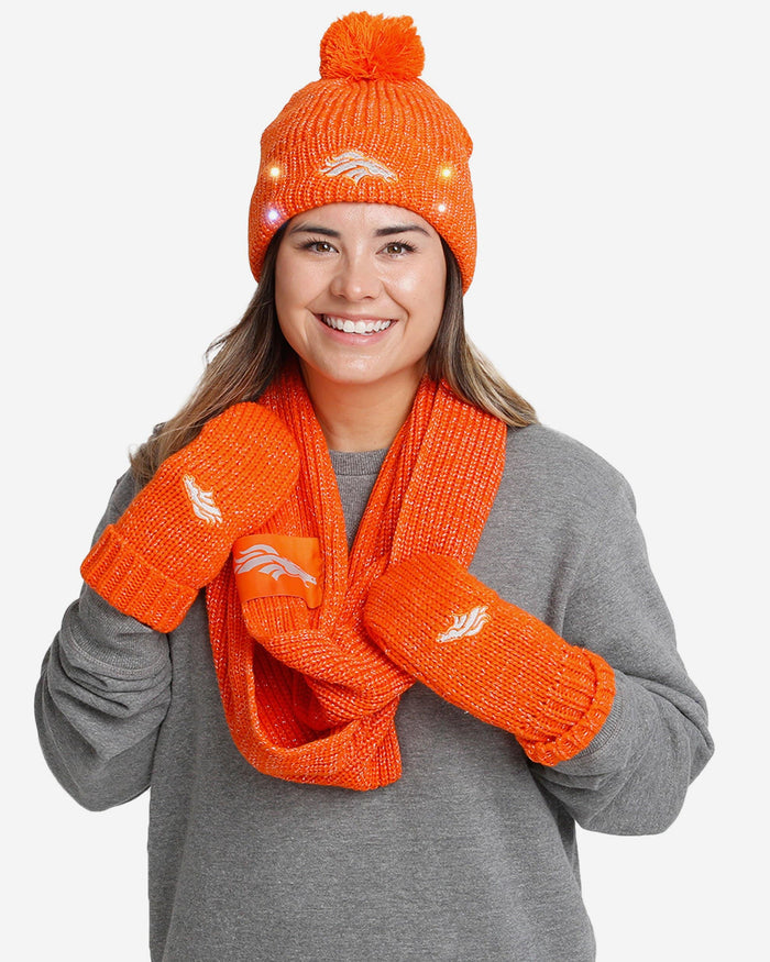 Denver Broncos Womens Glitter Knit Cold Weather Set FOCO - FOCO.com