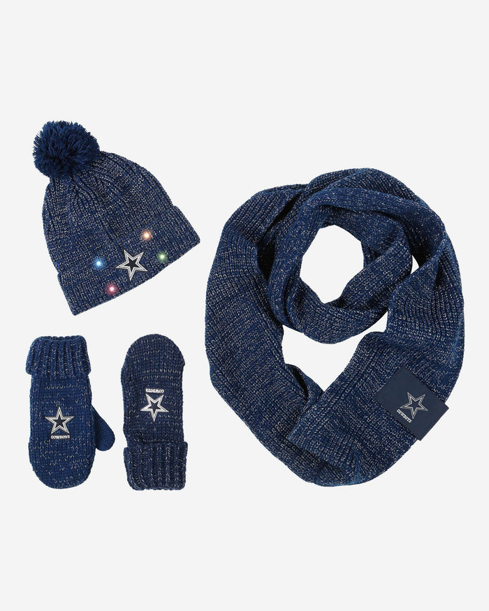 Dallas Cowboys Womens Glitter Knit Cold Weather Set FOCO - FOCO.com