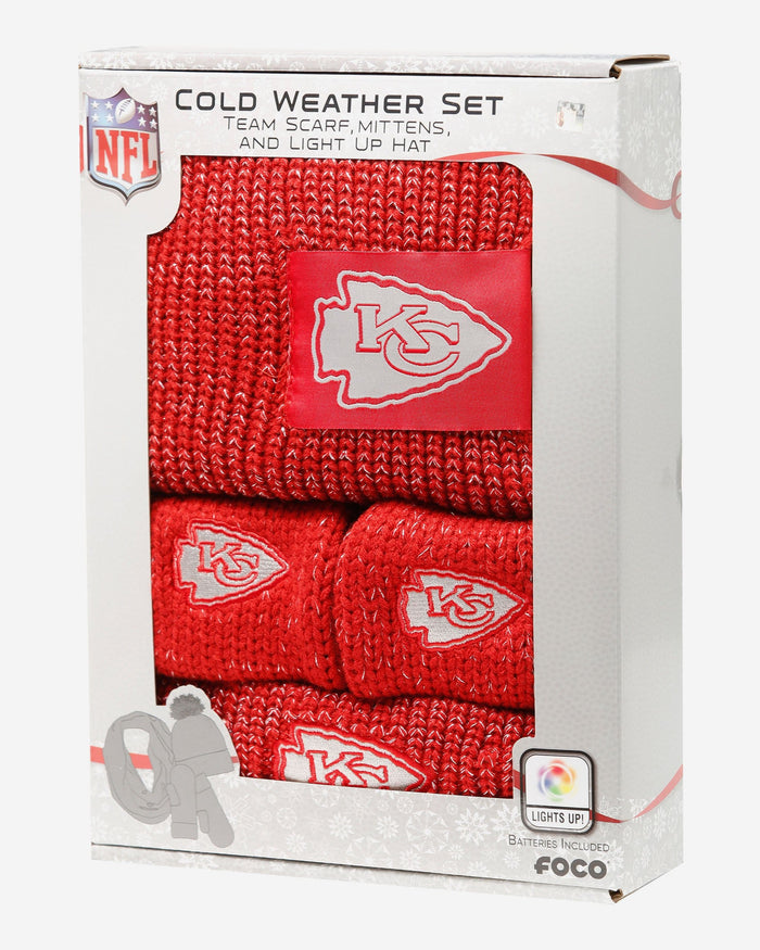 Kansas City Chiefs Womens Glitter Knit Cold Weather Set FOCO - FOCO.com