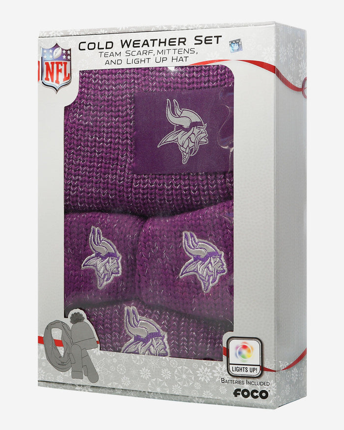 Minnesota Vikings Womens Glitter Knit Cold Weather Set FOCO - FOCO.com