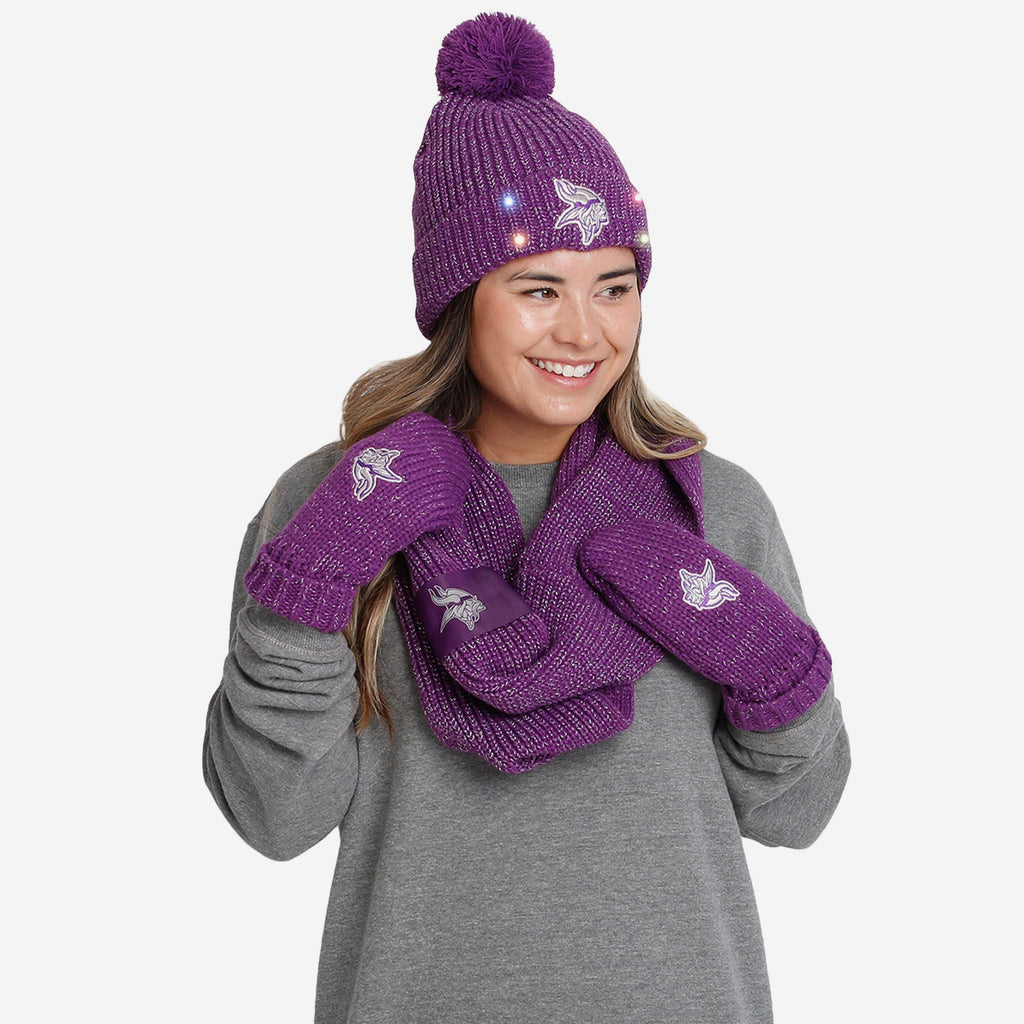 Minnesota Vikings Womens Glitter Knit Cold Weather Set FOCO - FOCO.com