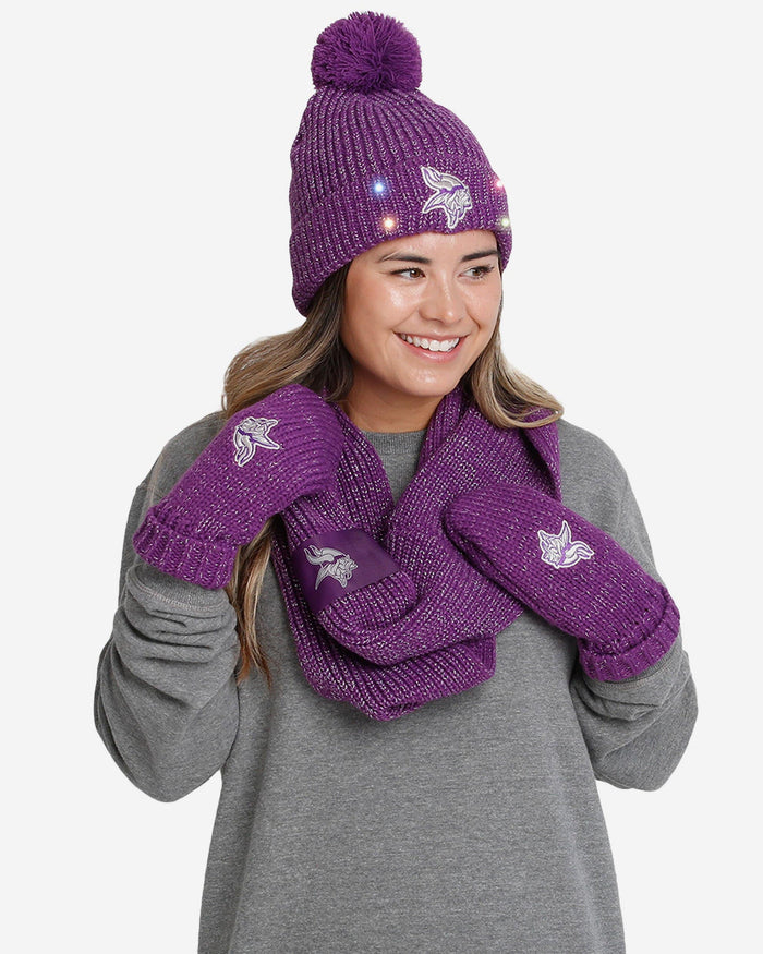 Minnesota Vikings Womens Glitter Knit Cold Weather Set FOCO - FOCO.com