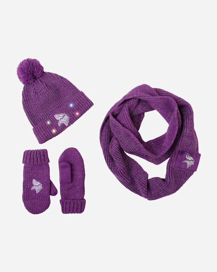 Minnesota Vikings Womens Glitter Knit Cold Weather Set FOCO - FOCO.com