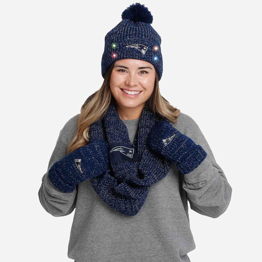 New England Patriots Womens Glitter Knit Cold Weather Set FOCO - FOCO.com