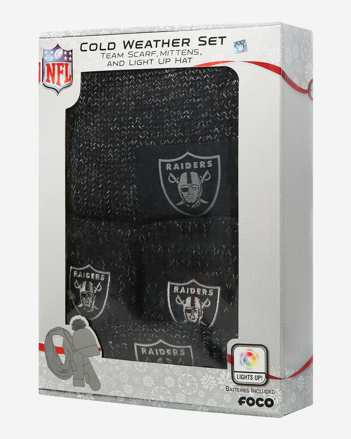 Las Vegas Raiders Womens Glitter Knit Cold Weather Set FOCO - FOCO.com