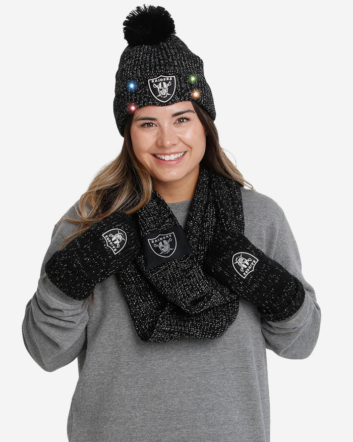 Las Vegas Raiders Womens Glitter Knit Cold Weather Set FOCO - FOCO.com