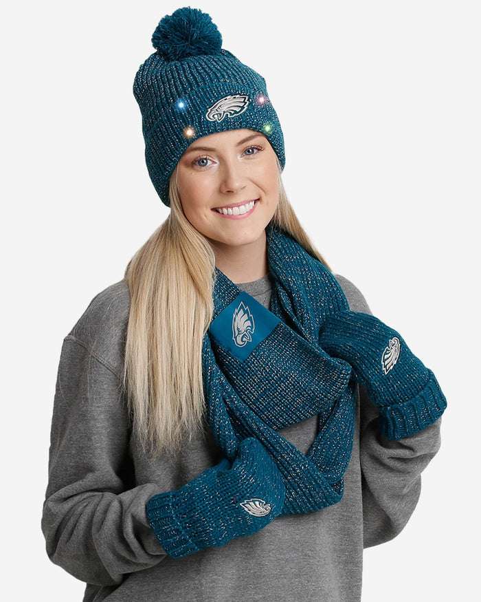 Philadelphia Eagles Womens Glitter Knit Cold Weather Set FOCO - FOCO.com