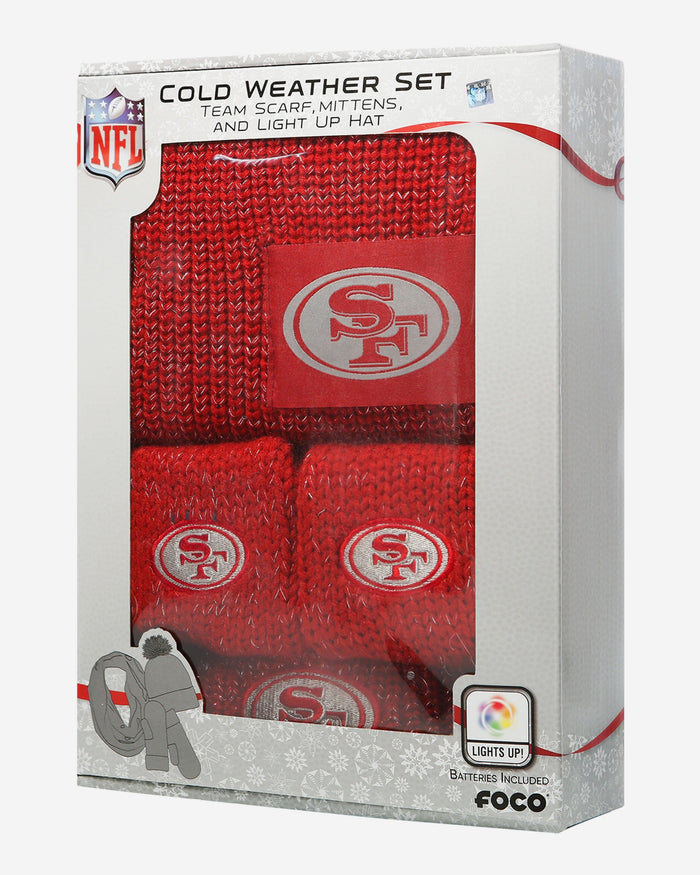 San Francisco 49ers Womens Glitter Knit Cold Weather Set FOCO - FOCO.com