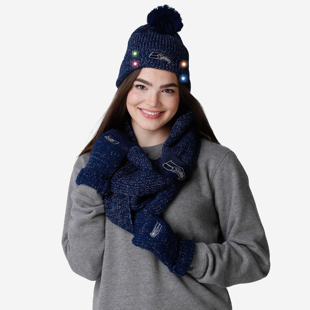 Seattle Seahawks Womens Glitter Knit Cold Weather Set FOCO - FOCO.com