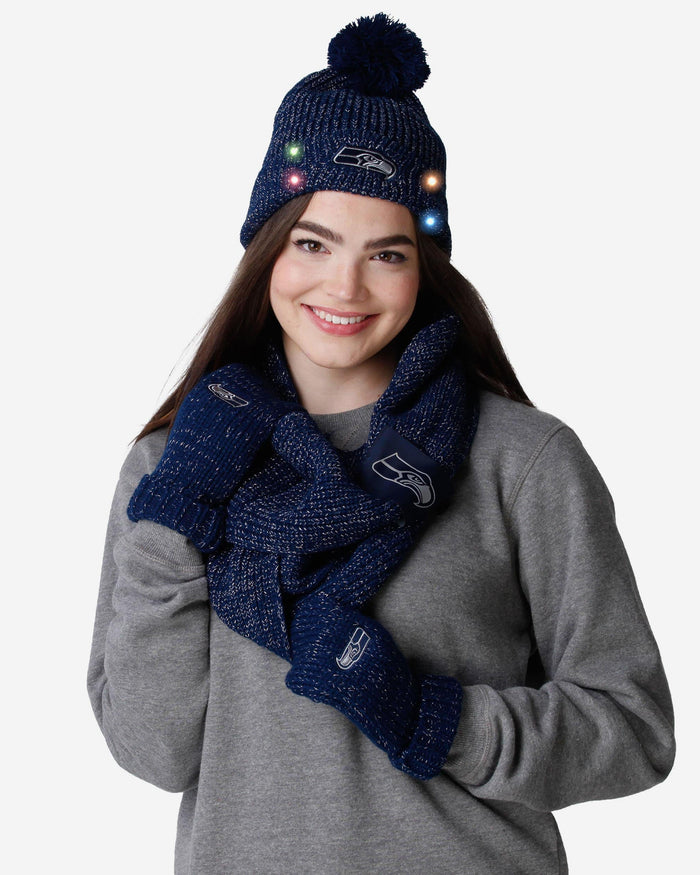 Seattle Seahawks Womens Glitter Knit Cold Weather Set FOCO - FOCO.com