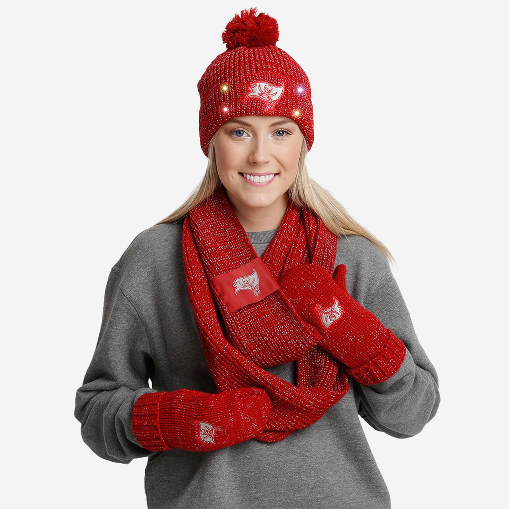 Tampa Bay Buccaneers Womens Glitter Knit Cold Weather Set FOCO - FOCO.com