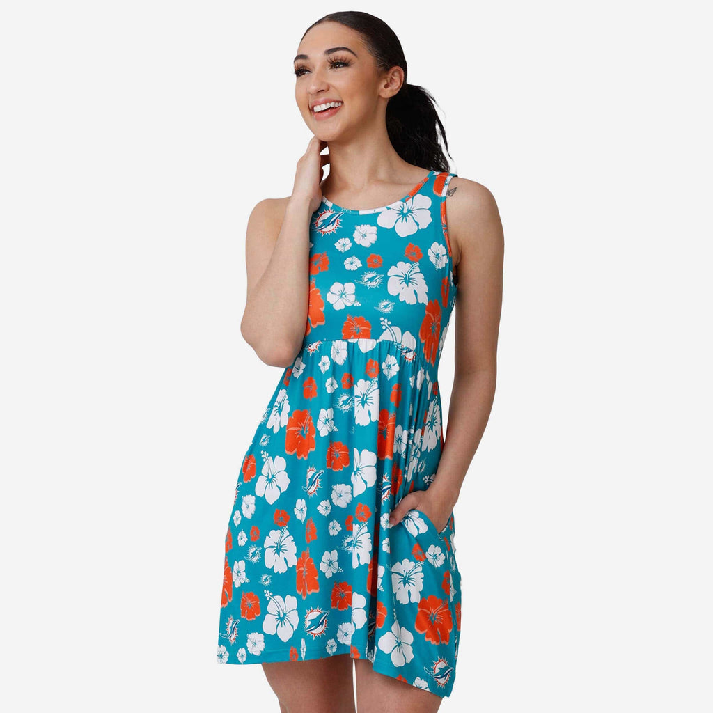 Miami Dolphins Womens Fan Favorite Floral Sundress FOCO S - FOCO.com