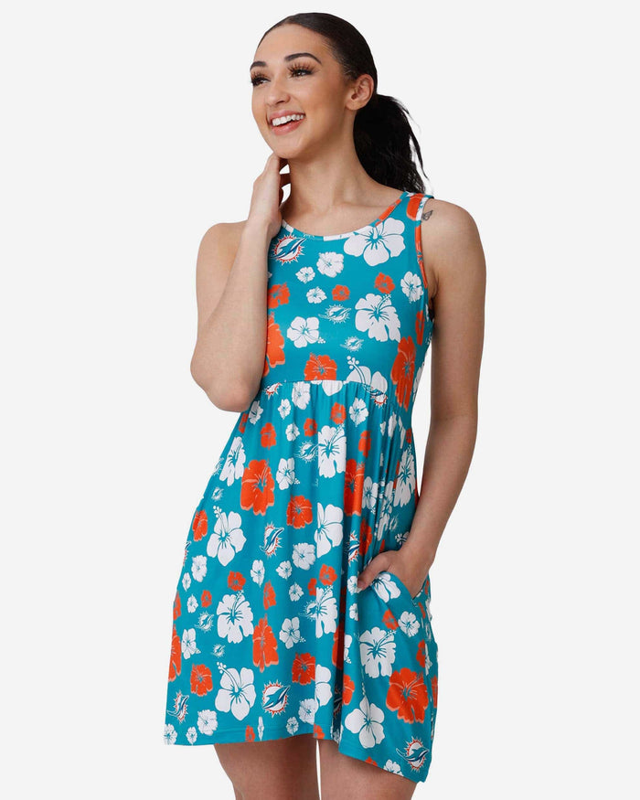 Miami Dolphins Womens Fan Favorite Floral Sundress FOCO S - FOCO.com