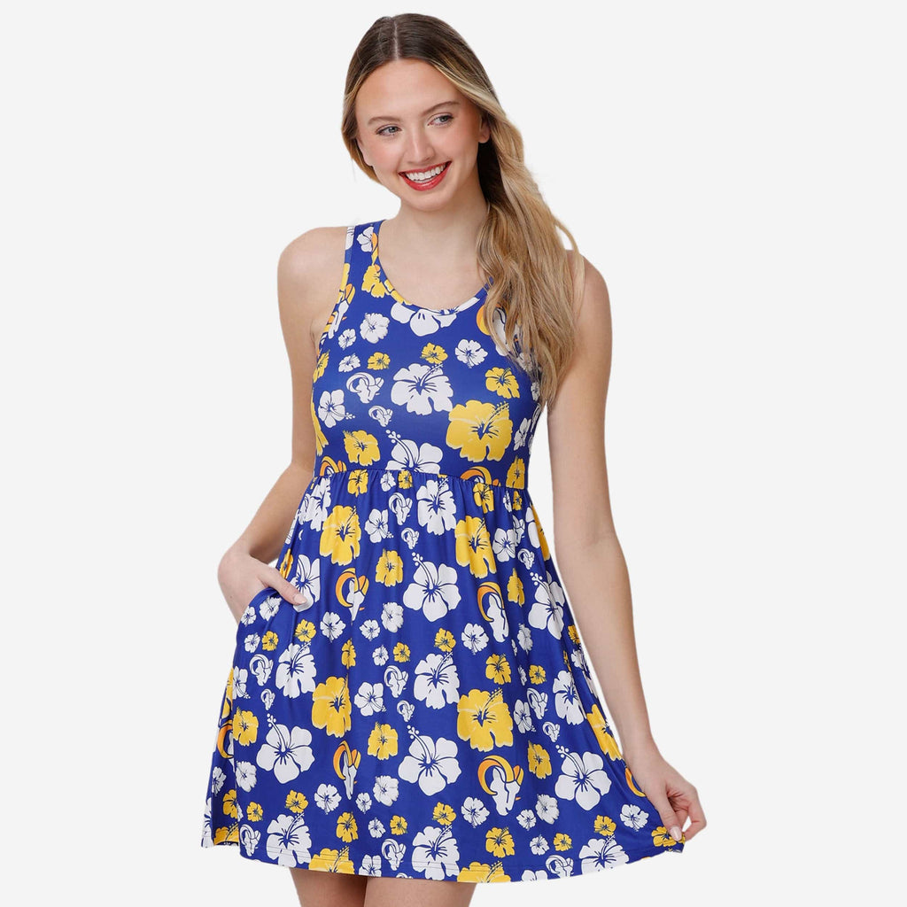 Los Angeles Rams Womens Fan Favorite Floral Sundress FOCO S - FOCO.com