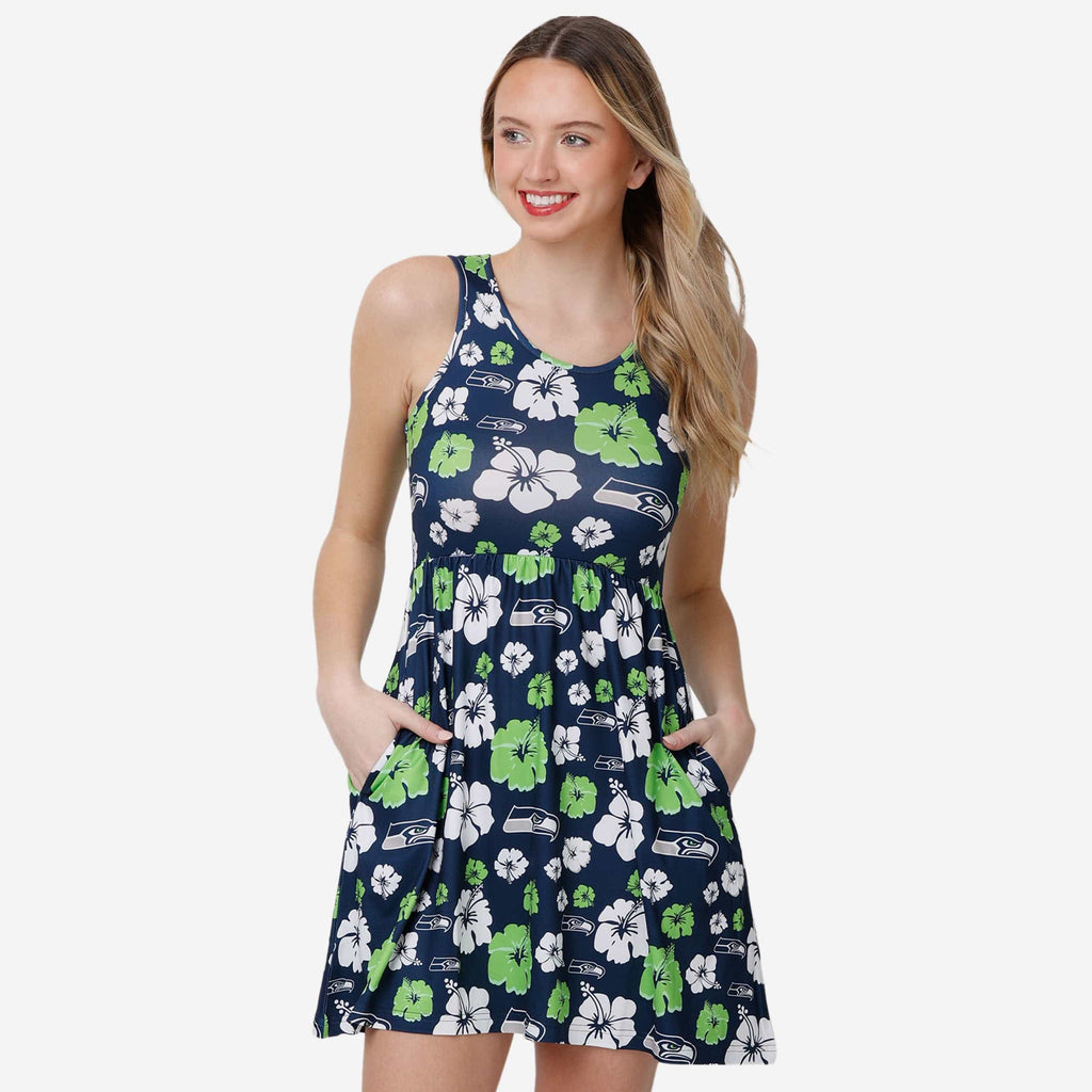 Seattle Seahawks Womens Fan Favorite Floral Sundress FOCO S - FOCO.com