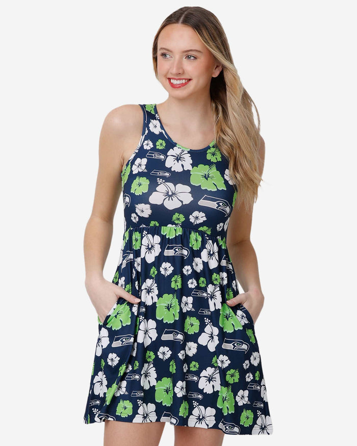 Seattle Seahawks Womens Fan Favorite Floral Sundress FOCO S - FOCO.com