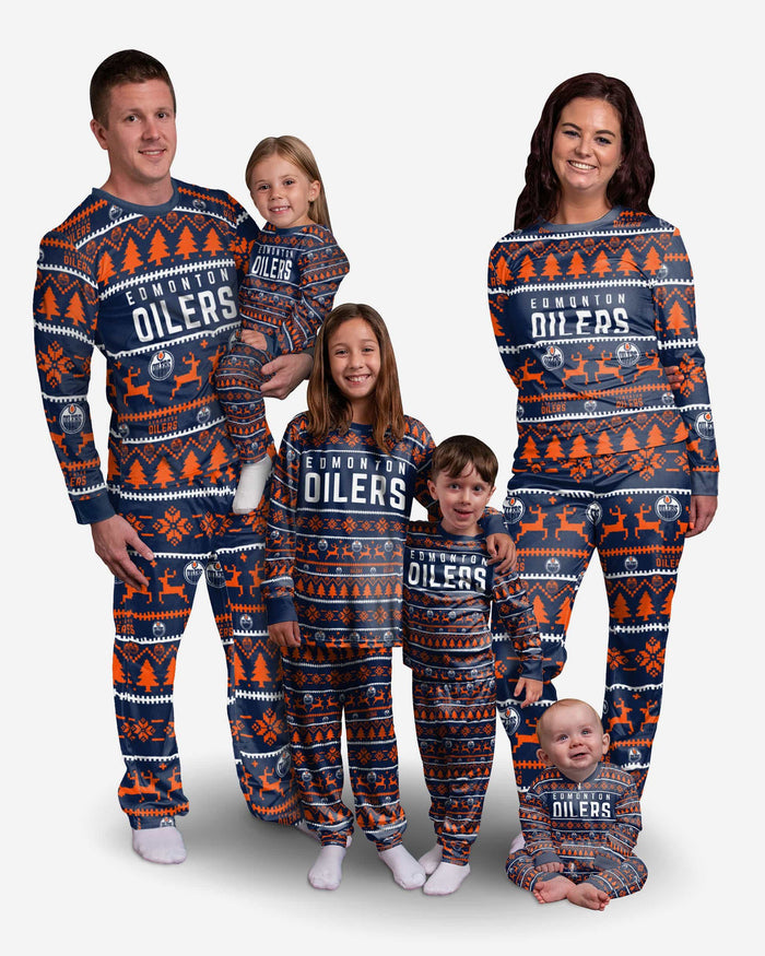 Edmonton Oilers Youth Family Holiday Pajamas FOCO - FOCO.com