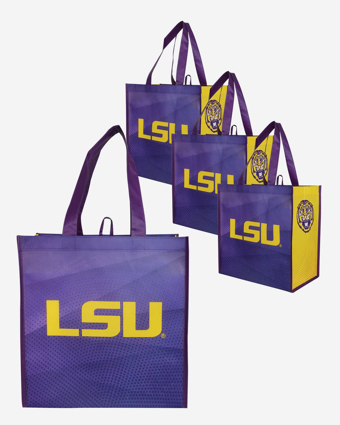 LSU Tigers 4 Pack Reusable Shopping Bag FOCO - FOCO.com