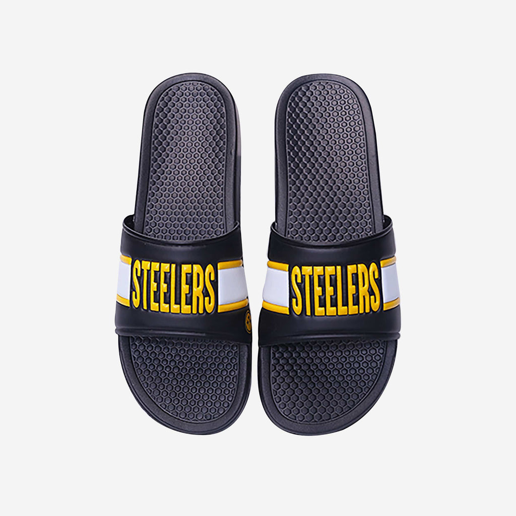 Pittsburgh Steelers Raised Wordmark Slide FOCO S - FOCO.com