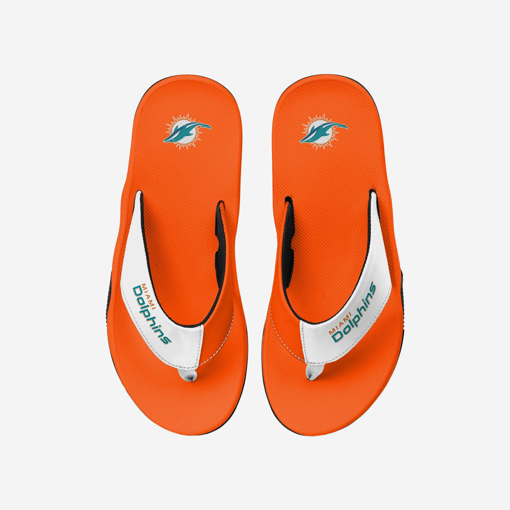 Miami Dolphins Team Color Contour Flip Flop FOCO S - FOCO.com