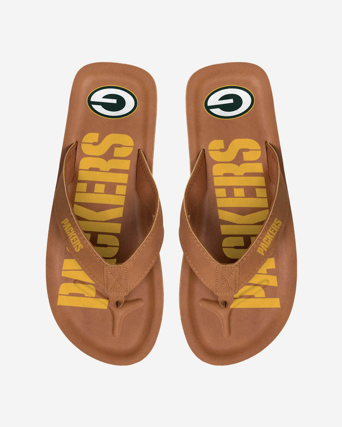 Green Bay Packers Color Pop Contour Flip Flop FOCO S - FOCO.com