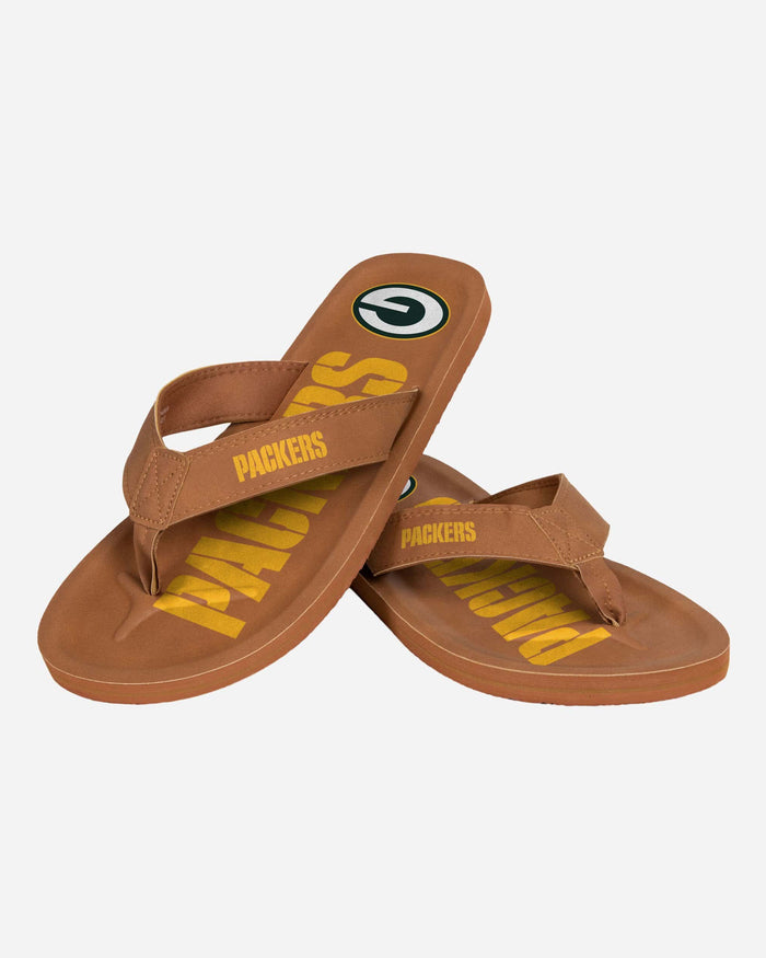 Green Bay Packers Color Pop Contour Flip Flop FOCO - FOCO.com