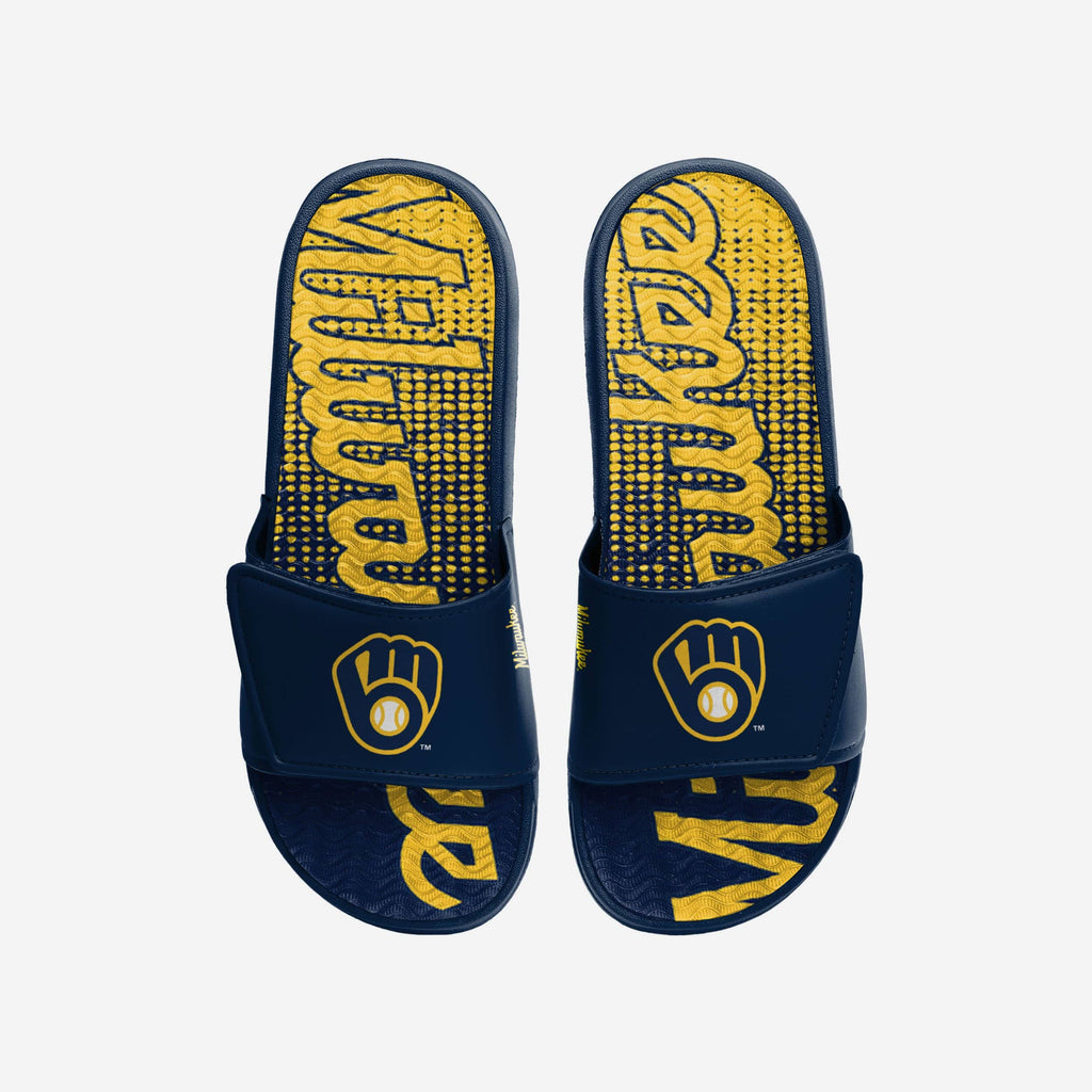 Milwaukee Brewers Gradient Wordmark Gel Slide FOCO S - FOCO.com