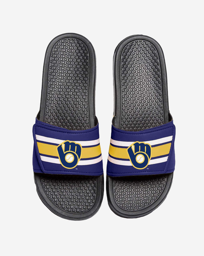 Milwaukee Brewers Stripe Legacy Sport Slide FOCO S - FOCO.com