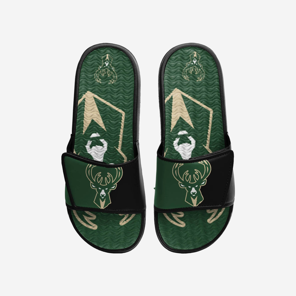 Milwaukee Bucks Colorblock Big Logo Gel Slide FOCO S - FOCO.com