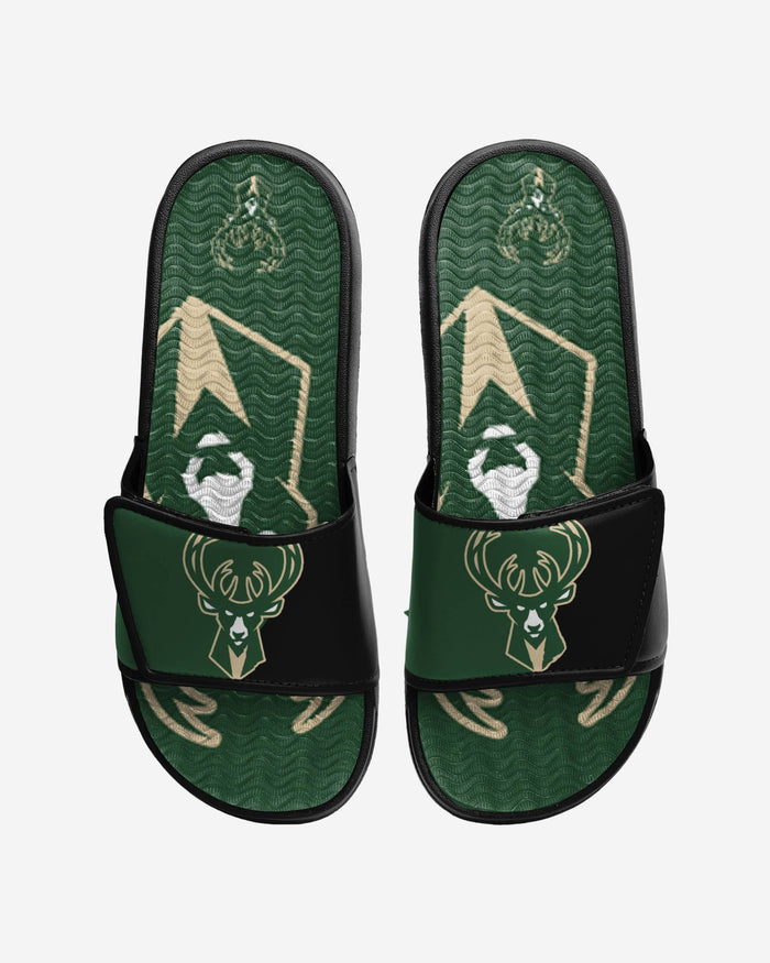 Milwaukee Bucks Colorblock Big Logo Gel Slide FOCO S - FOCO.com